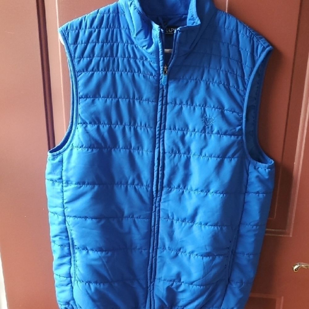 Chaps Blue Quilted Travel Easy Packable  Vest - Picture 7 of 9
